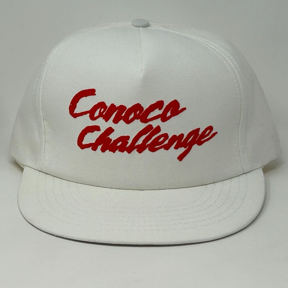 Vintage 90s Conoco Challenge Hat Baseball Cap White Oil Gas Petroleum Snapback